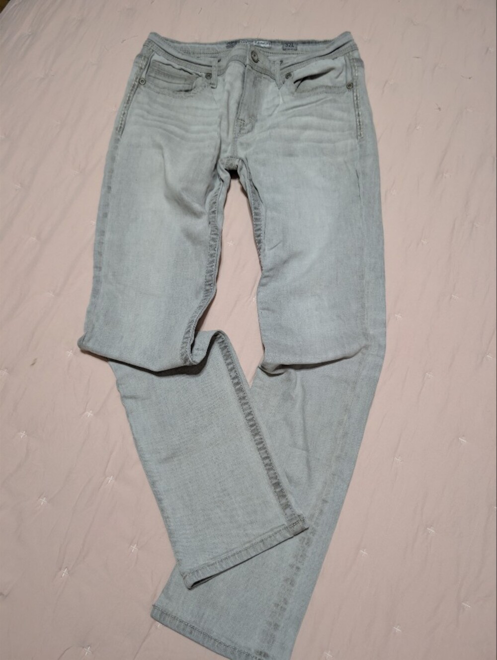 BKE Men's Light Gray Straight Jeans